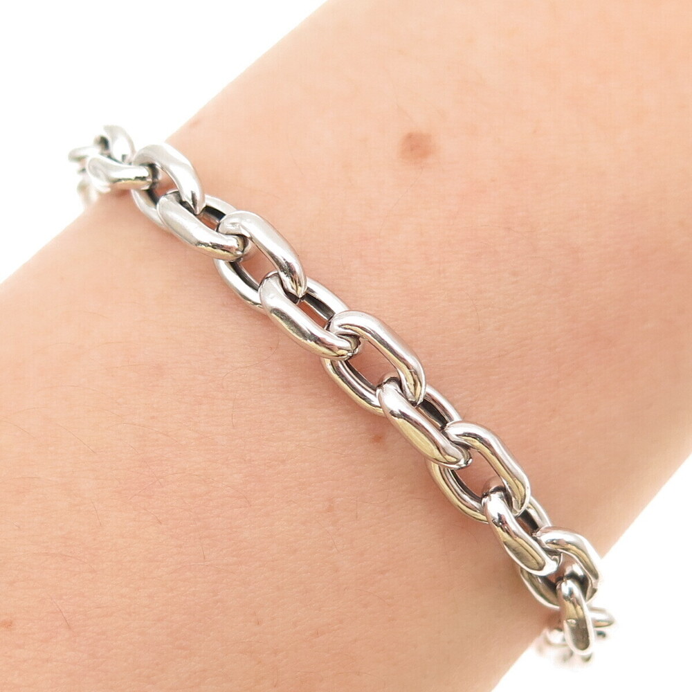 Milor 925 Sterling Silver Italy Cable Link Adjustable Bolo Bracelet 7-10"